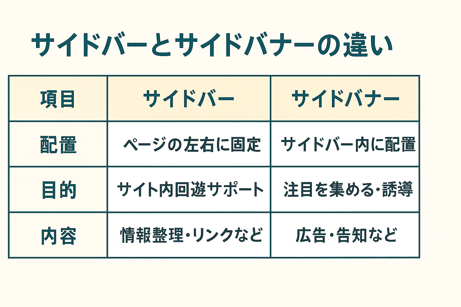 サイドバーとサイドバナーの違いまとめ